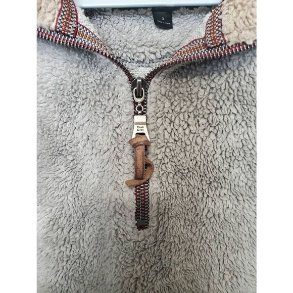 True Grit Made in USA Men's Quarter Zip Teddy Sherpa Pullover Light Grey Outdoor - Picture 4 of 11